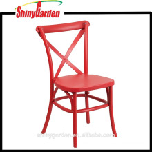 PP Plastic Cross Back Chair, plastic dining chair, all colors (KD)